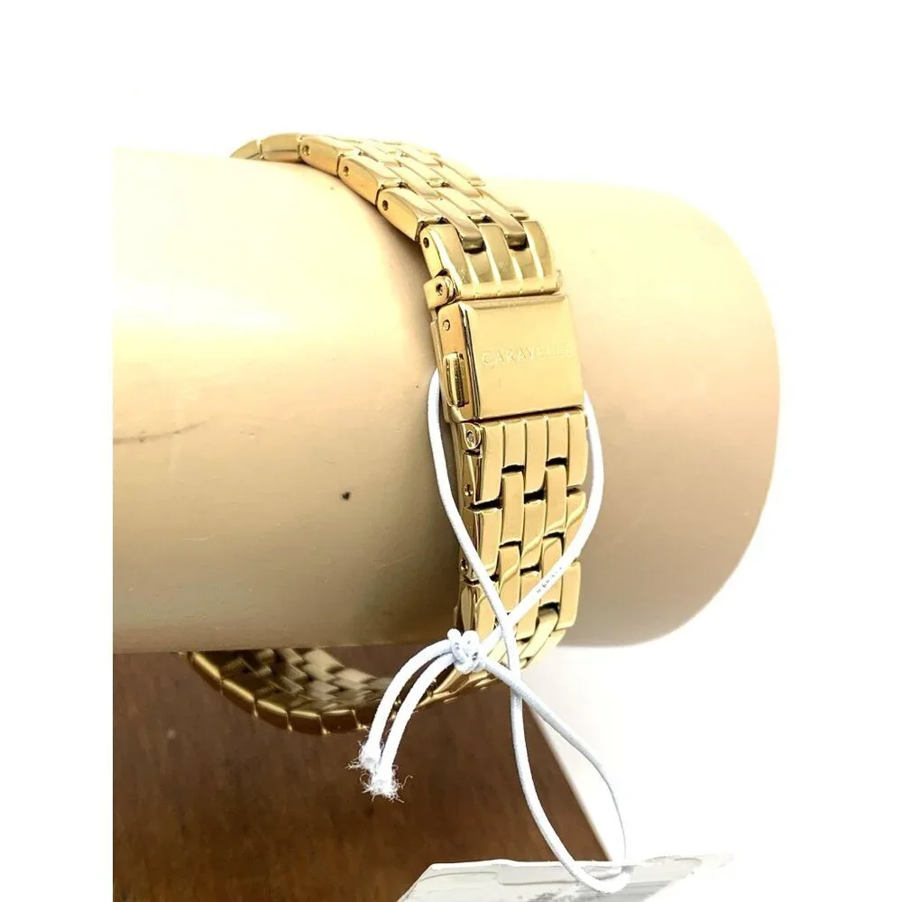 Caravelle By Bulova Women's Watch 44X101 Quartz Silver Dial Gold Steel 32mm